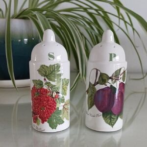 Portmeirion POMONA Salt Pepper Shakers The Red Currant The Reine Claude Plum